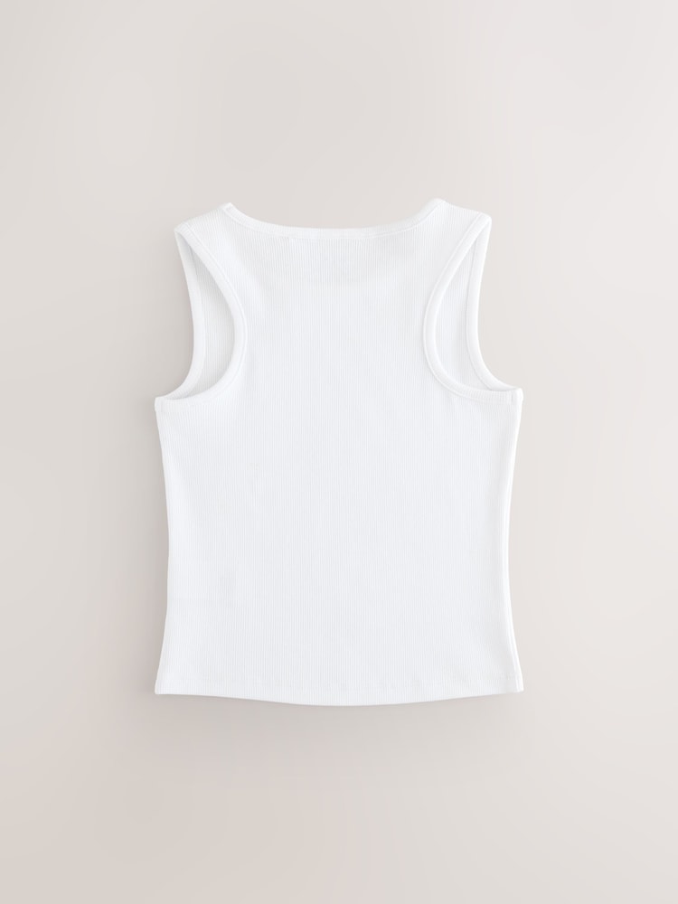 White Boxy Rib Vest (3-16yrs) - Image 2 of 4