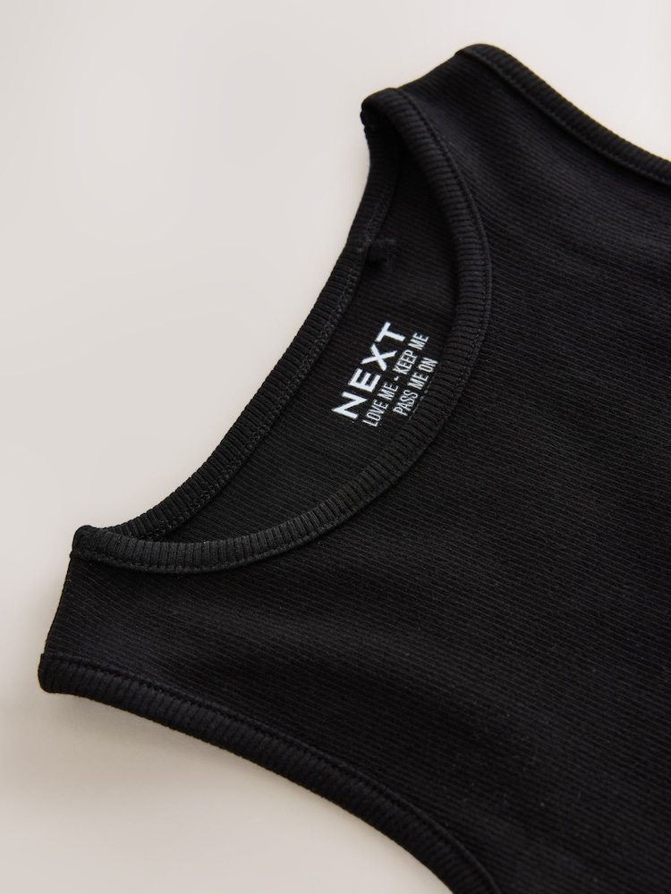 Black Boxy Rib Vest (3-16yrs) - Image 4 of 4