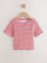 Rouge/Blanc - T-shirt texturé (3-16 ans) - Image 1 de 4
