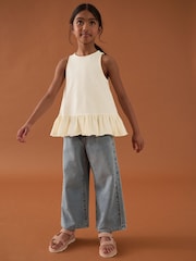 Ecru 100% Cotton Peplum Frill Vest (3-16yrs) - Image 2 of 7