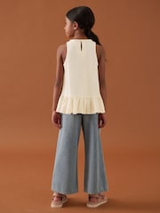 Ecru 100% Cotton Peplum Frill Vest (3-16yrs) - Image 3 of 7