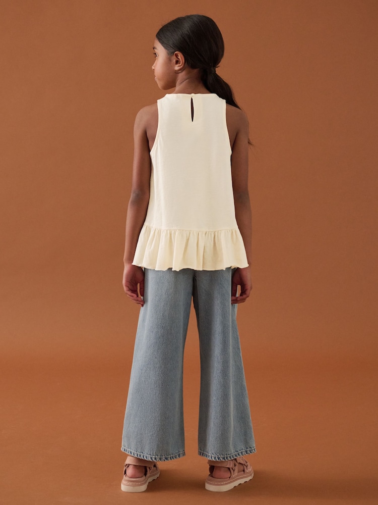 Ecru 100% Cotton Peplum Frill Vest (3-16yrs) - Image 3 of 7