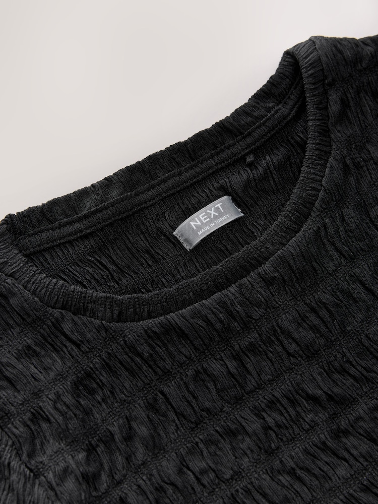 Zwart - T-shirt met textuur (3-16 jr) - Image 5 of 6