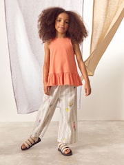 Orange 100% Cotton Peplum Frill Vest (3-16yrs) - Image 2 of 6
