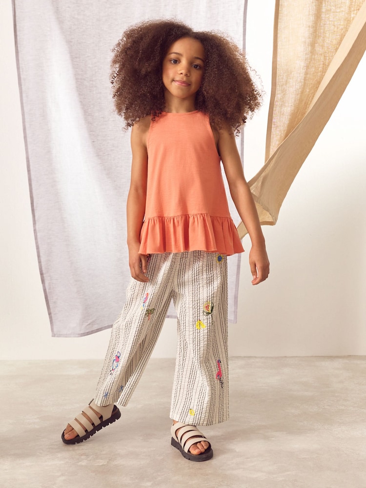 Orange 100% Cotton Peplum Frill Vest (3-16yrs) - Image 2 of 6