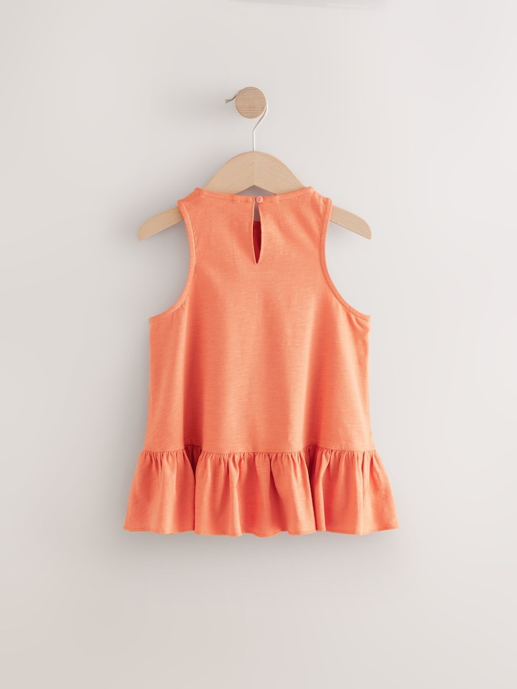 Orange 100% Cotton Peplum Frill Vest (3-16yrs) - Image 6 of 6