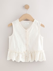 Cream Broderie Hem Waistcoat (3-16yrs) - Image 1 of 2