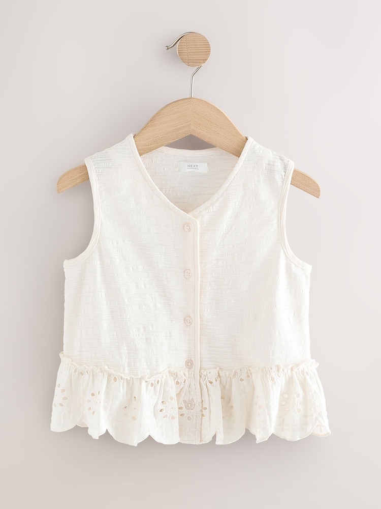 Cream Broderie Hem Waistcoat (3-16yrs) - Image 1 of 2