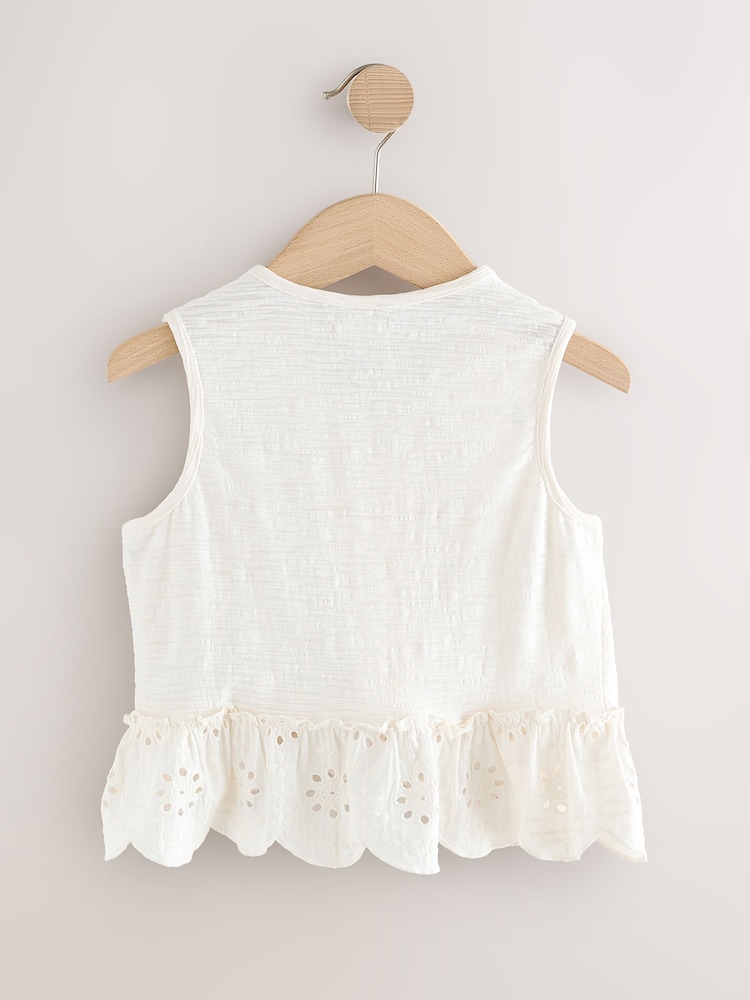 Cream Broderie Hem Waistcoat (3-16yrs) - Image 2 of 2