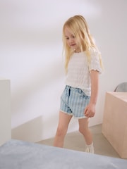 Blanc - T-shirt texturé (3-16 ans) - Image 1 de 6