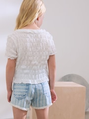 Blanc - T-shirt texturé (3-16 ans) - Image 2 de 6