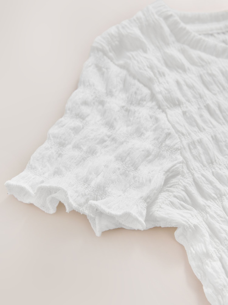 Blanc - T-shirt texturé (3-16 ans) - Image 6 de 6