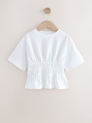 White Shirred Waist T-Shirt (3-16yrs) - Image 4 of 7