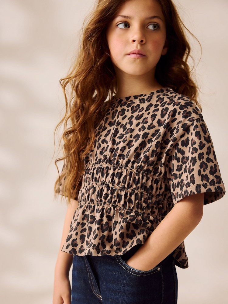 Leopard Shirred Waist T-Shirt (3-16yrs) - Image 1 of 9