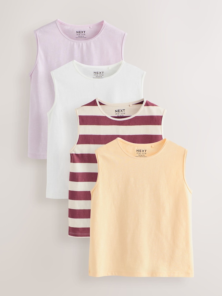 Multi Pastel Vests 4 Pack (3-16yrs) - Image 1 of 5 Multi Pastel Vests 4 Pack (3-16yrs) - Image 1 of 5