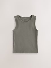 Khaki Green Boxy Rib Vest (3-16yrs) - Image 1 of 3