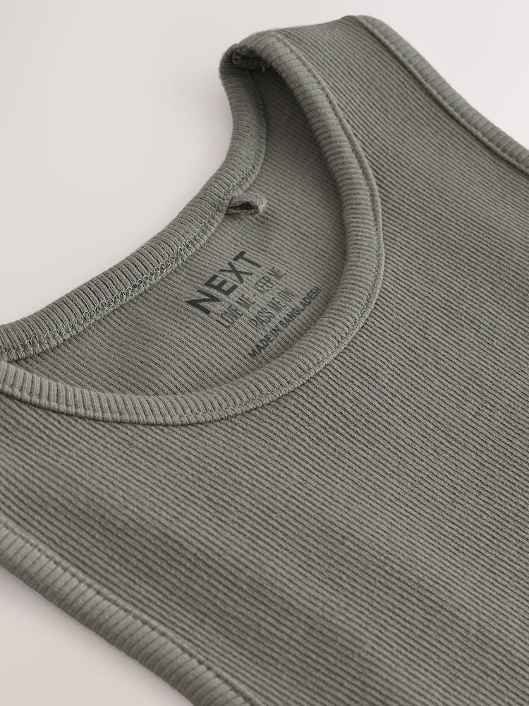 Khaki Green Boxy Rib Vest (3-16yrs) - Image 3 of 3