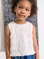 White Shirred Peplum Vest (3-16yrs) - Image 1 of 4