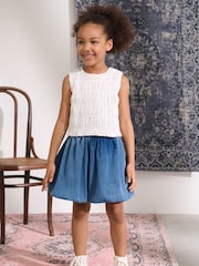 White Shirred Peplum Vest (3-16yrs) - Image 2 of 4