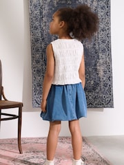 White Shirred Peplum Vest (3-16yrs) - Image 3 of 4