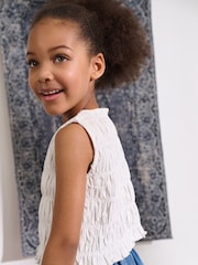 White Shirred Peplum Vest (3-16yrs) - Image 4 of 4
