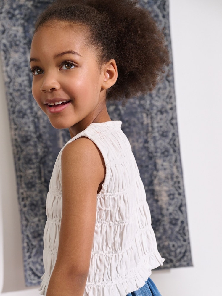 White Shirred Peplum Vest (3-16yrs) - Image 4 of 4