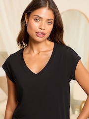 Lipsy Black Floral Short Sleeve Jersey Pyjamas Set - Image 3 of 4