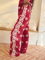 Red Shells Linen Blend Cami Vest Pyjamas - Image 4 of 9