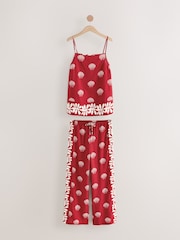 Red Shells Linen Blend Cami Vest Pyjamas - Image 5 of 9