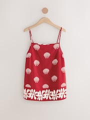 Red Shells Linen Blend Cami Vest Pyjamas - Image 6 of 9