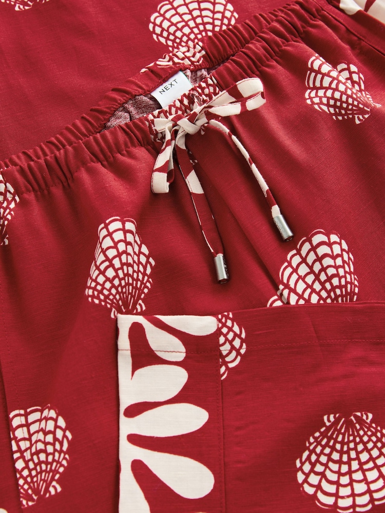 Red Shells Linen Blend Cami Vest Pyjamas - Image 9 of 9 Red Shells Linen Blend Cami Vest Pyjamas - Image 9 of 9