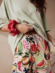 Sage Green Peaches 100% Cotton Short Sleeve Pyjamas - Image 4 of 7