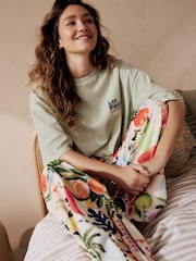 Sage Green Peaches 100% Cotton Short Sleeve Pyjamas - Image 7 of 7
