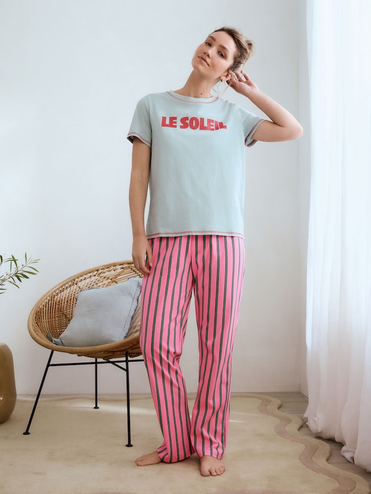Fluro Pink 100% Cotton Short Sleeve Pyjamas - Image 2 of 6