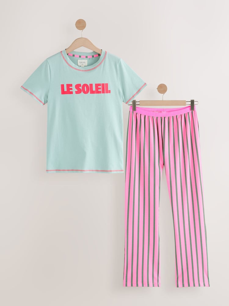 Fluro Pink Print Cotton Short Sleeve Pyjamas - Image 7 of 9