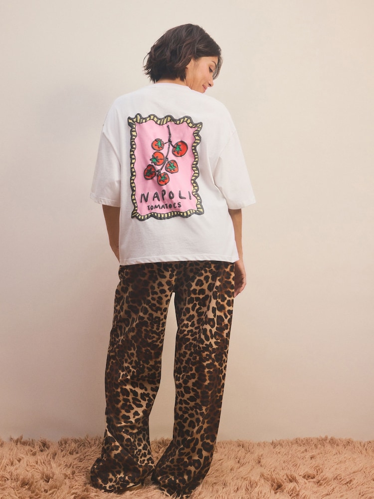 Leopard Graphic 100% Cotton Short Sleeve Pyjamas - Image 4 of 7