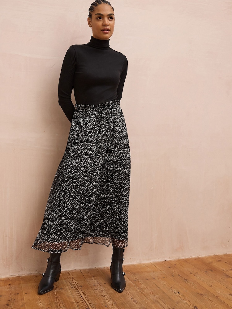 Black & White Printed Midi Skirt - Image 1 of 6