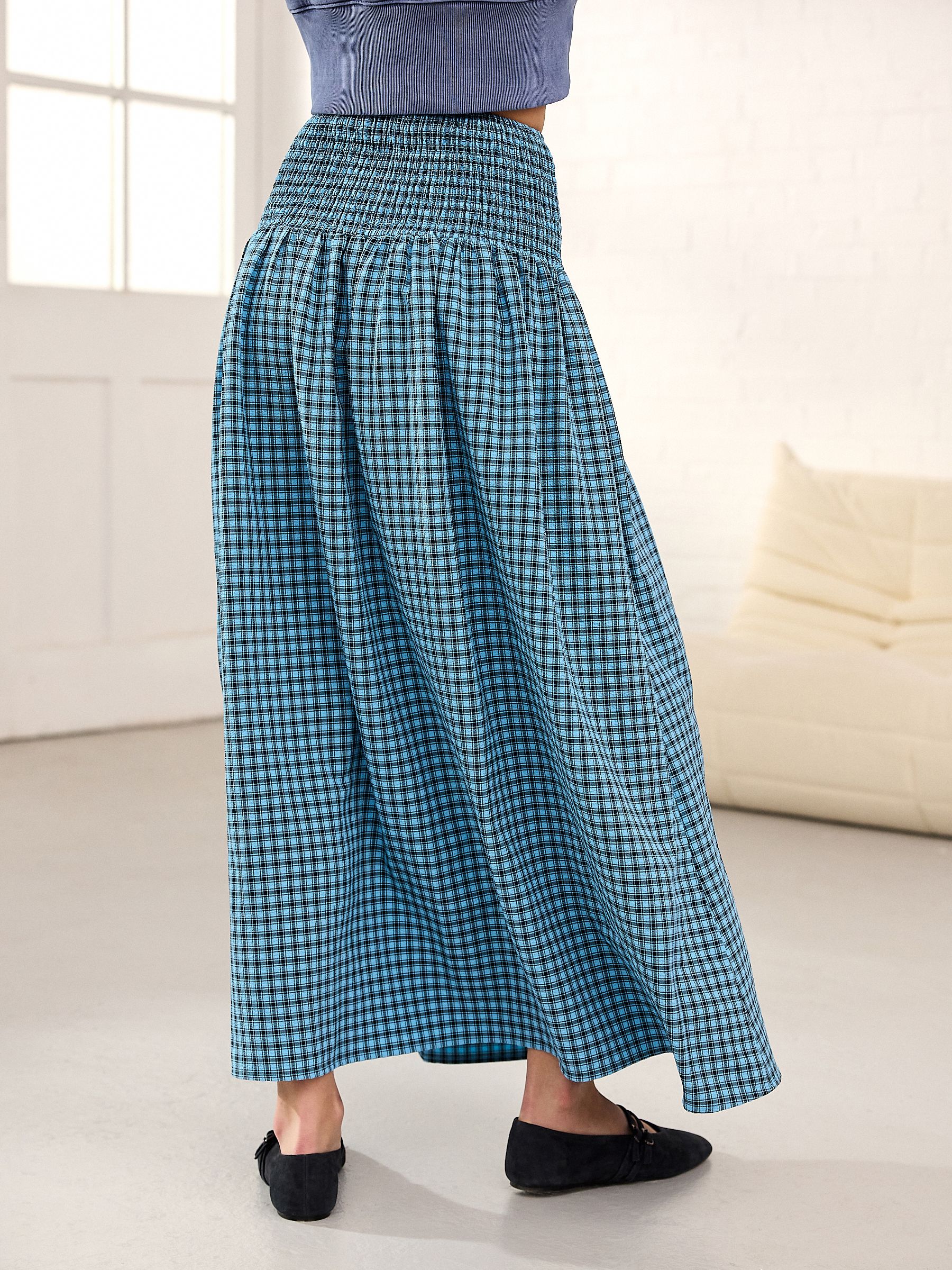 Buy Blue Gingham Drop Waist Maxi Skirt from Next USA