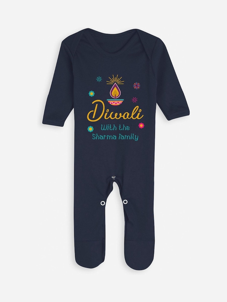 Personalised Baby Diwali 100% Cotton Rompersuit by Stitch Style - Image 1 of 4
