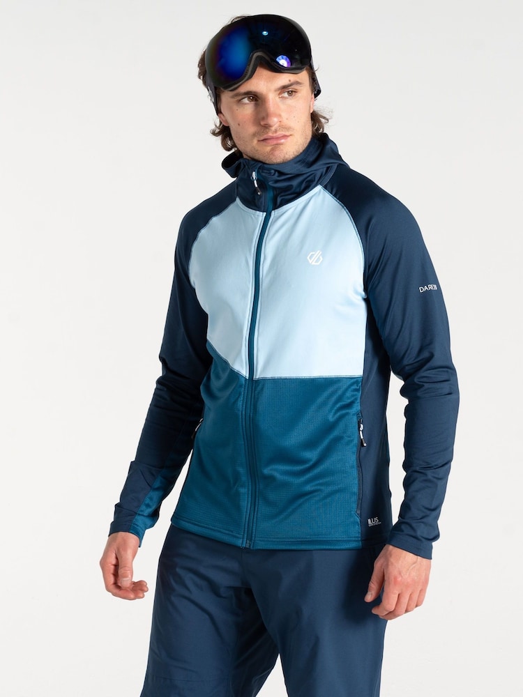 Dare 2b Mens Blue Assimilate III Hooded Core Stretch Midlayer Jacket - Image 1 of 7