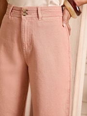 Love & Roses Pink Double Button Waistband Crop Wide Leg Jeans - Image 2 of 5
