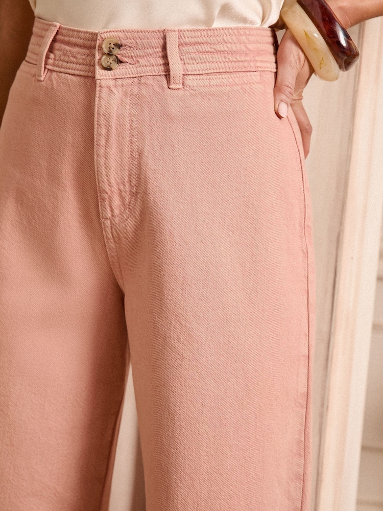 Love & Roses Pink Double Button Waistband Crop Wide Leg Jeans - Image 2 of 5