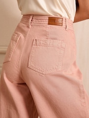 Love & Roses Pink Double Button Waistband Crop Wide Leg Jeans - Image 4 of 5
