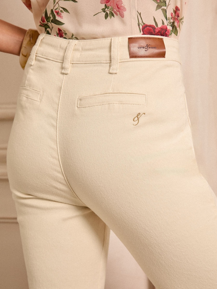 Love & Roses Ecru Crop Straight Leg Jeans With Patch Pocket - Image 5 of 5