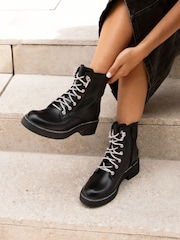 Linzi Black Lacey Ankle Boots With Diamond Laces - Image 1 of 5