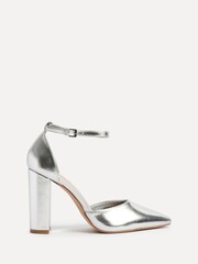 Linzi Silver Mara Court Shoes With Ankle Strap And Block Heel - Image 2 of 5