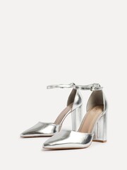 Linzi Silver Mara Court Shoes With Ankle Strap And Block Heel - Image 4 of 5