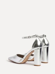 Linzi Silver Mara Court Shoes With Ankle Strap And Block Heel - Image 5 of 5