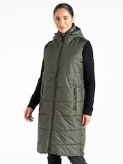 Dare 2b Womens Green Distinguish Long Line Padded Gilet - Image 1 of 9