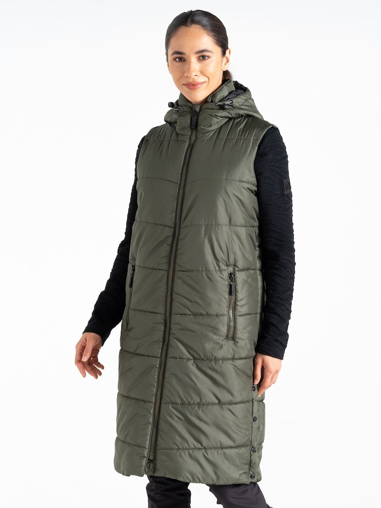 Dare 2b Womens Green Distinguish Long Line Padded Gilet - Image 1 of 9